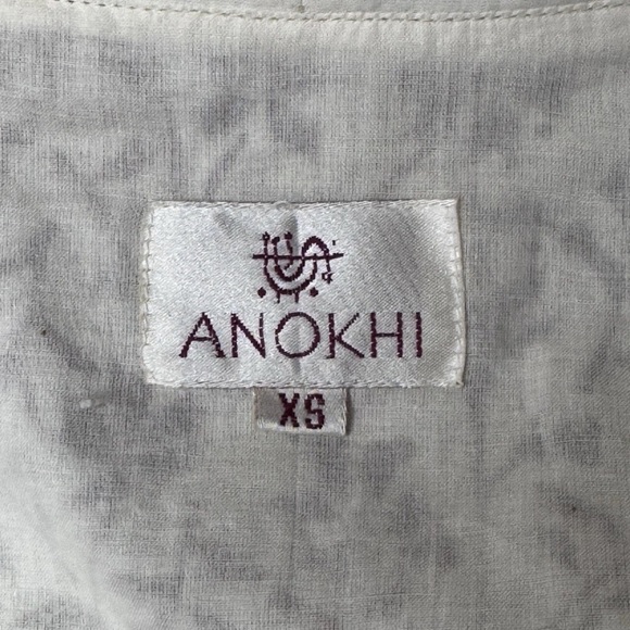 Anokhi Wrap Top Jacket Sz XS Lightweight Cotton Boho Natural Ivory Brown Floral - Picture 8 of 10